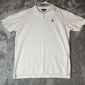 Psycho Bunny Mens White Short Sleeve Polo Shirt Bunny Logo Casual Size 9 XXXL